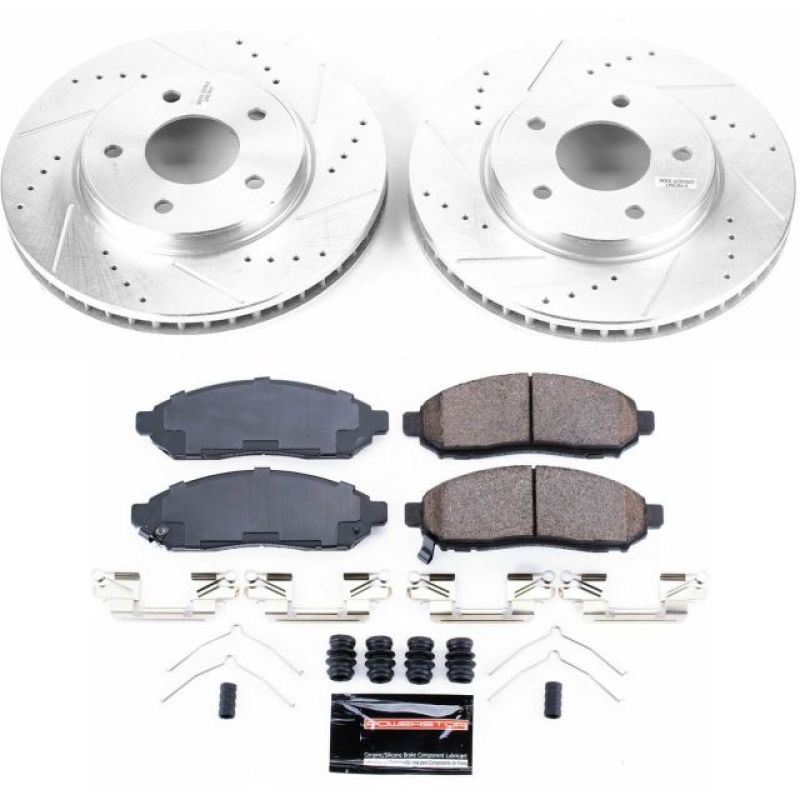 Chevrolet City Express Brake Kit - Front - PowerStop - Drilled & Slotted Rotors + Carbon-Fiber Ceramic Pads - `15-`17