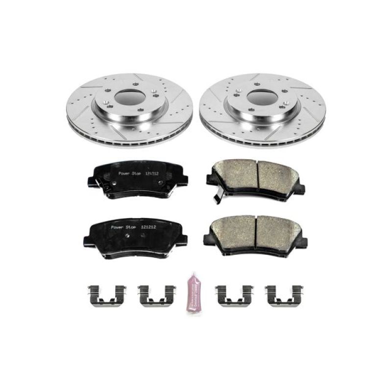 Hyundai Elantra Brake Kit - Front - PowerStop - Drilled & Slotted Rotors + Carbon-Fiber Ceramic Pads - `11-`16