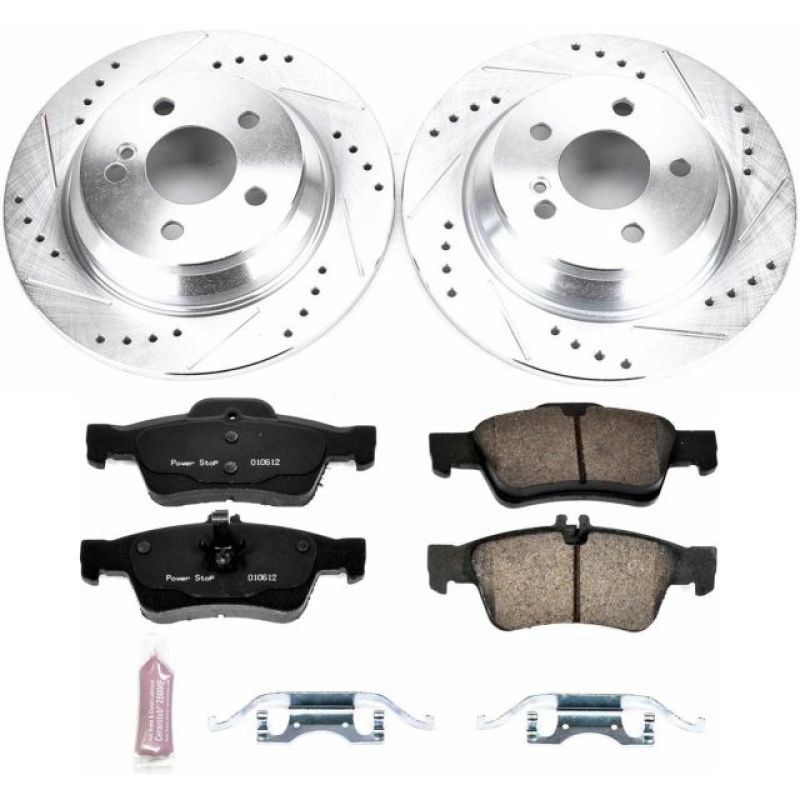 Mercedes-Benz S400 Brake Kit - Rear - PowerStop - Drilled & Slotted Rotors + Carbon-Fiber Ceramic Pads - `10-`13