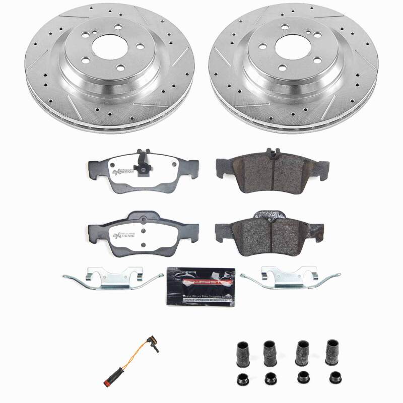 Mercedes-Benz CL550 Brake Kit - Rear - PowerStop - Drilled & Slotted Rotors + Carbon-Fiber Ceramic Pads - `09-`14