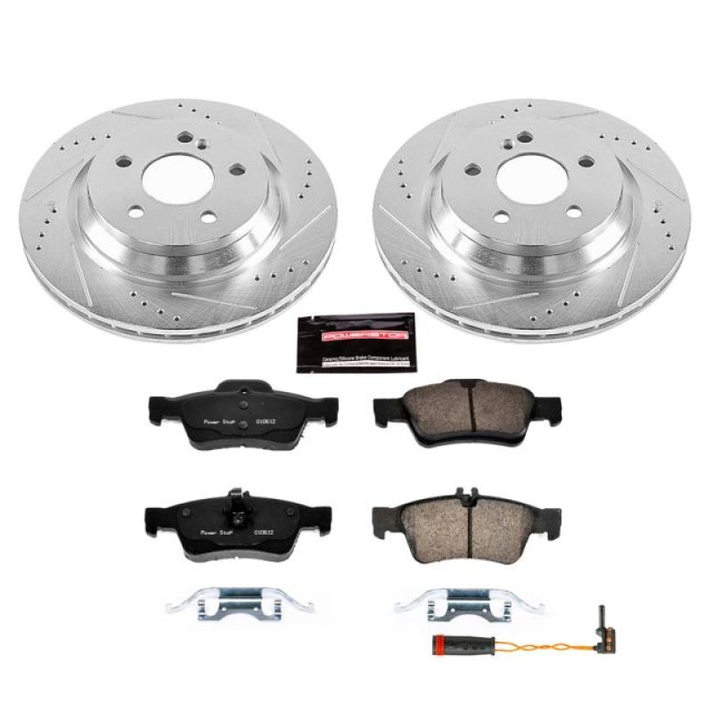 Mercedes-Benz S350 Brake Kit - Rear - PowerStop - Drilled & Slotted Rotors + Carbon-Fiber Ceramic Pads - `12-`13