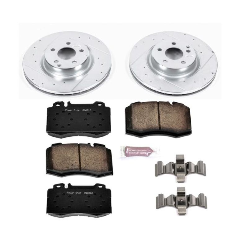 Mercedes-Benz CLS500 Brake Kit - Front - PowerStop - Drilled & Slotted Rotors + Carbon-Fiber Ceramic Pads - 2006