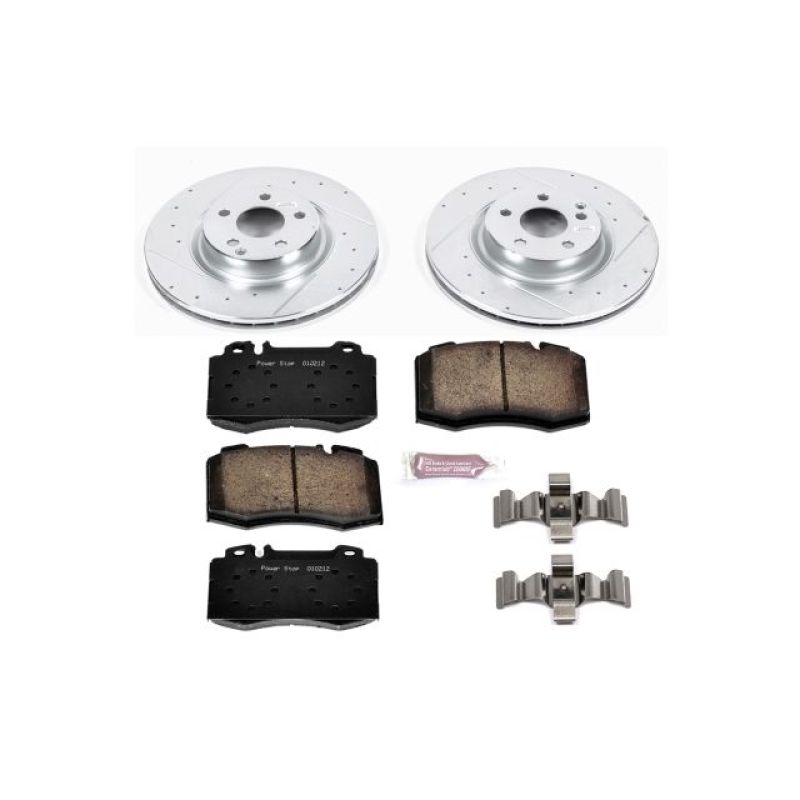 Mercedes-Benz CLS550 Brake Kit - Front - PowerStop - Drilled & Slotted Rotors + Carbon-Fiber Ceramic Pads - `08-`11