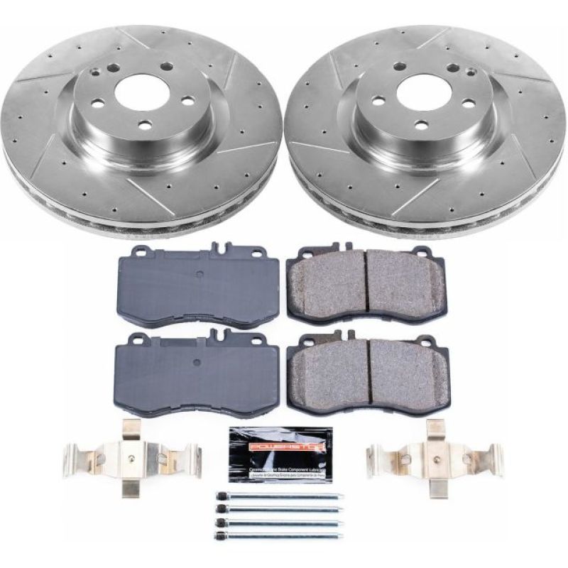 Mercedes-Benz E350 Brake Kit - Front - PowerStop - Drilled & Slotted Rotors + Carbon-Fiber Ceramic Pads - `10-`16
