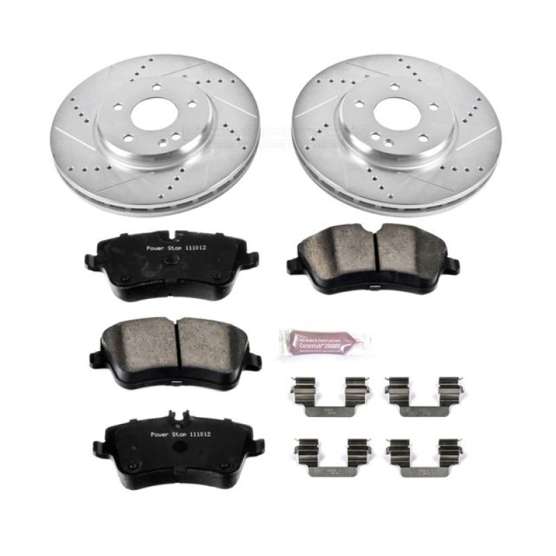 Mercedes-Benz SLK280 Brake Kit - Front - PowerStop - Slotted/Drilled Rotors + Z23 Carbon-Fiber Ceramic Pads - `06-`08
