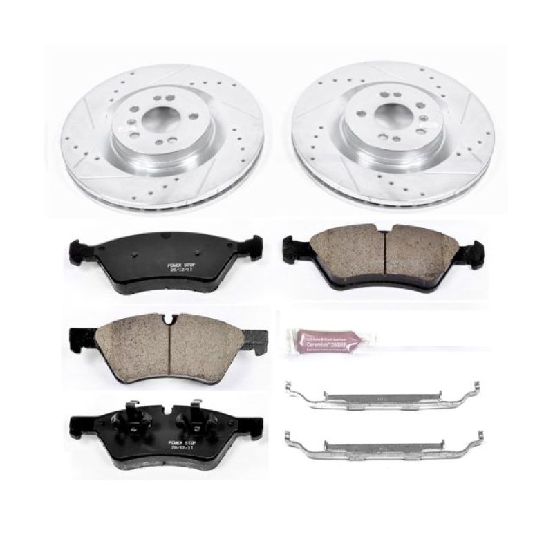 Mercedes-Benz G55 AMG Brake Kit - Front - PowerStop - Drilled & Slotted Rotors + Carbon-Fiber Ceramic Pads - `05-`06