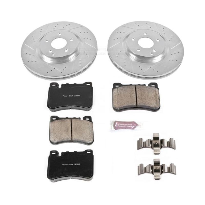 Mercedes-Benz SLK280 Brake Kit - Front - PowerStop - Z23 Evolution Sport Rotors + Carbon-Fiber Ceramic Pads - `06-`08