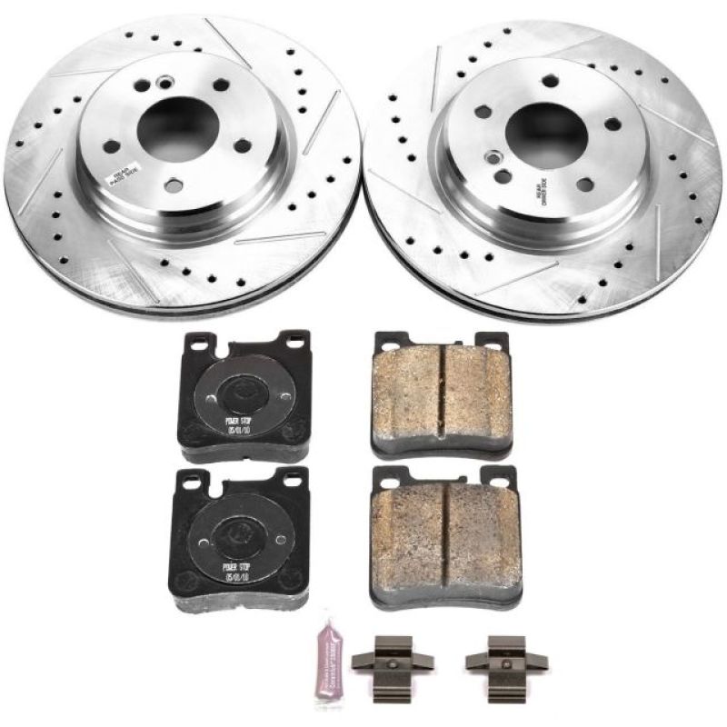 Mercedes-Benz E55 AMG Brake Kit - Rear - PowerStop - Drilled & Slotted Rotors + Carbon-Fiber Ceramic Pads - `99-`02