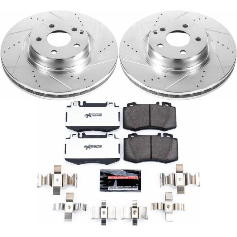 Mercedes-Benz SL500 Brake Kit - Front - PowerStop - Drilled & Slotted Rotors + Carbon-Fiber Ceramic Pads - 2003