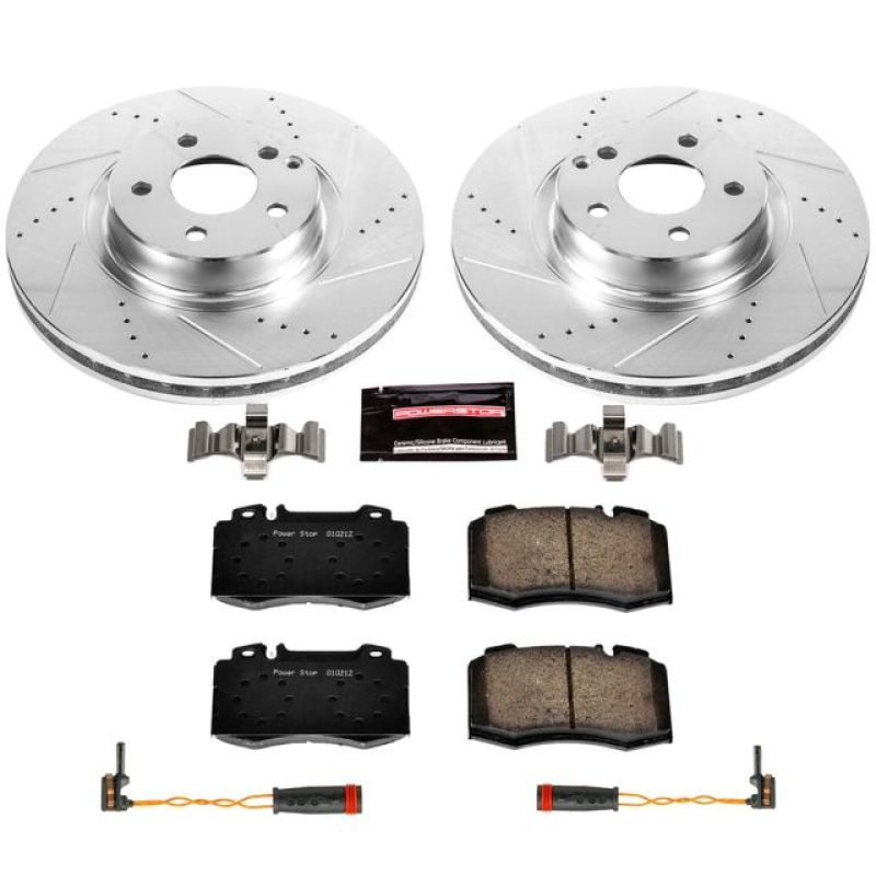 Mercedes-Benz SL500 Brake Kit - Front - PowerStop - Drilled & Slotted Rotors + Carbon-Fiber Ceramic Pads - 2003