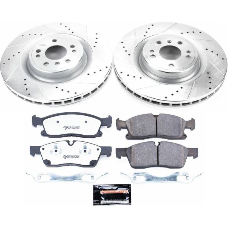 Mercedes-Benz GLE300d Brake Kit - Front - PowerStop - Drilled & Slotted Rotors + Carbon-Fiber Ceramic Pads - 2016