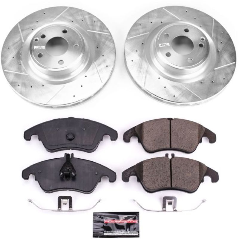 Mercedes-Benz SLC300 Brake Kit - Front - PowerStop - Drilled & Slotted Rotors + Carbon-Fiber Ceramic Pads - `17-`18