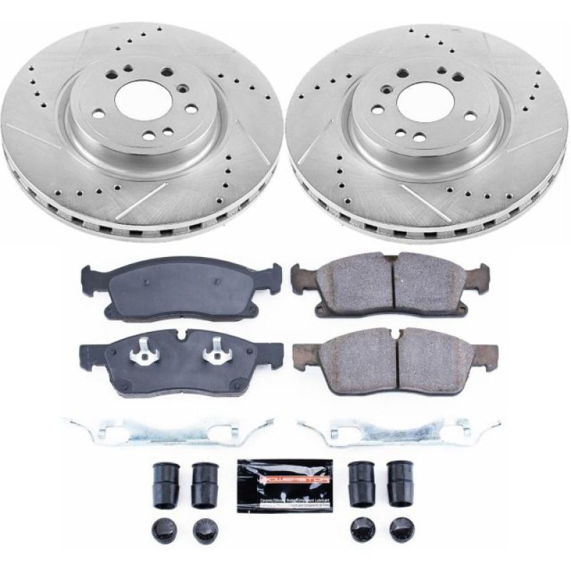 Mercedes-Benz GLE300d Brake Kit - Front - PowerStop - Z23 Evolution Sport Drilled & Slotted Rotors + Carbon-Fiber Ceramic Pads - 2016