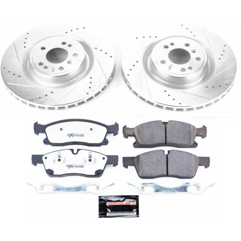 Mercedes-Benz GL350 Brake Kit - Front - PowerStop - Drilled & Slotted Rotors + Carbon-Fiber Ceramic Pads - `13-`16