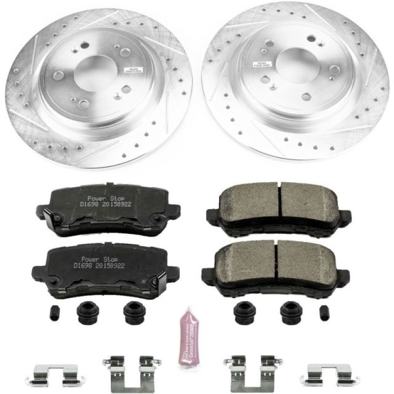Acura RLX Brake Kit - Rear - PowerStop - Drilled & Slotted Rotors + Carbon-Fiber Ceramic Pads - `14-`19