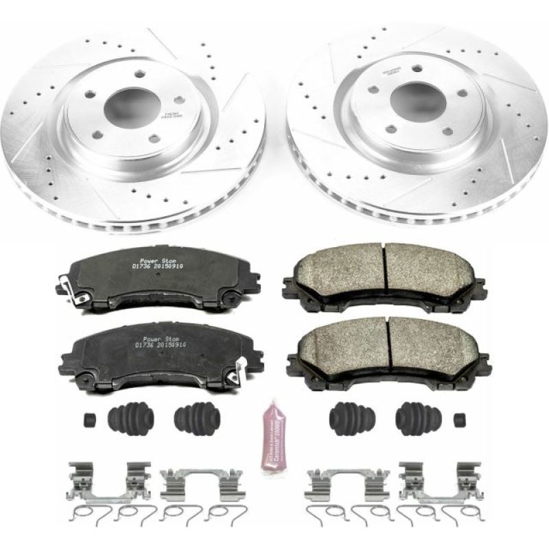 Nissan Rogue Brake Kit - Front - PowerStop - Z23 Evolution Sport Upgrade Kit + Drilled & Slotted Rotors + Carbon-Fiber Ceramic Pads - `14-`19
