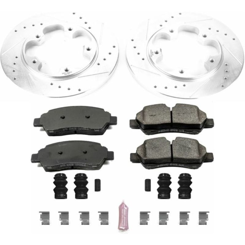 Ford Transit-150 Brake Kit - Rear - PowerStop - Drilled & Slotted Rotors + Carbon-Fiber Ceramic Pads - `15-`19