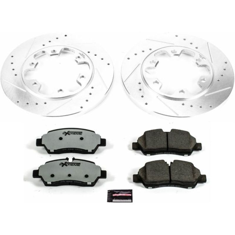 Ford Transit-350 HD Brake Kit - Rear - PowerStop - Drilled & Slotted Rotors + Carbon-Fiber Ceramic Pads - `15-`18