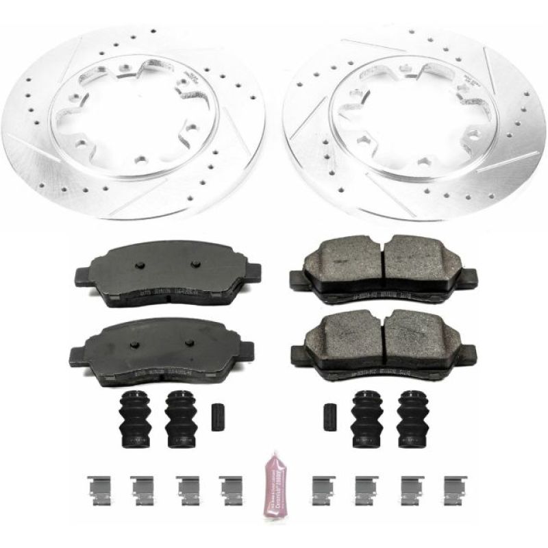 Ford Transit-350 HD Brake Kit - Rear - PowerStop - Drilled & Slotted Rotors + Carbon-Fiber Ceramic Pads - `15-`18