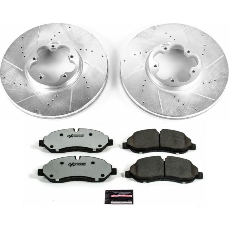 Ford Transit-150 Brake Kit - Front - PowerStop - Z36 Truck & Tow + Drilled & Slotted Rotors + Carbon-Fiber Ceramic Pads - `15-`19