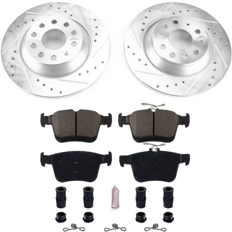 Audi TT Quattro Brake Kit - Rear - PowerStop - Drilled & Slotted Rotors + Carbon-Fiber Ceramic Pads - `16-`18