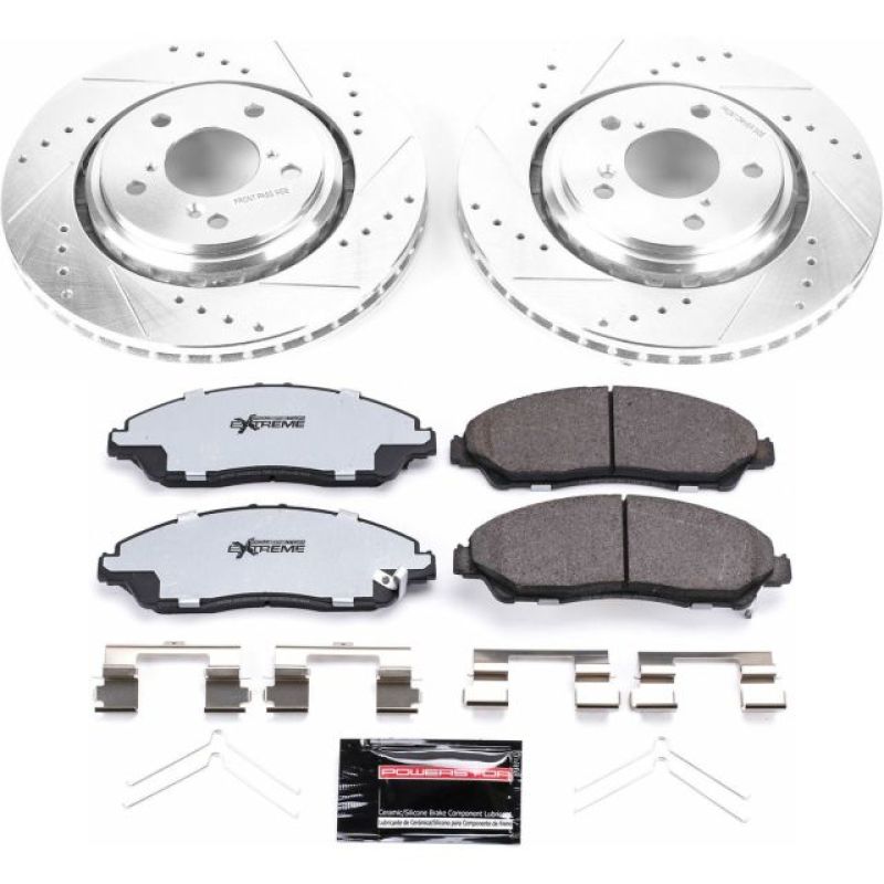 Acura MDX Brake Kit - Front - PowerStop - Drilled & Slotted Rotors + Carbon-Fiber Ceramic Pads - `17-`19