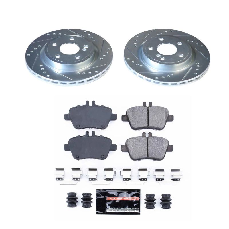 Mercedes-Benz CLA250 Brake Kit - Rear - PowerStop - Z23 Evolution Sport + Drilled & Slotted Rotors + Carbon-Fiber Ceramic Pads - `14-`19