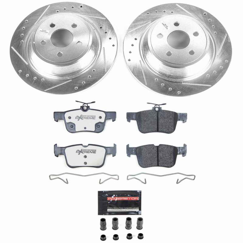 Ford Edge Brake Kit - Rear - PowerStop - Drilled & Slotted Rotors + Carbon-Fiber Ceramic Pads - `15-`21