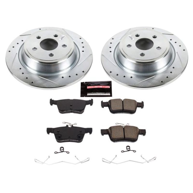Lincoln Continental Brake Kit - Rear - PowerStop - Drilled & Slotted Rotors + Carbon-Fiber Ceramic Pads - `17-`18