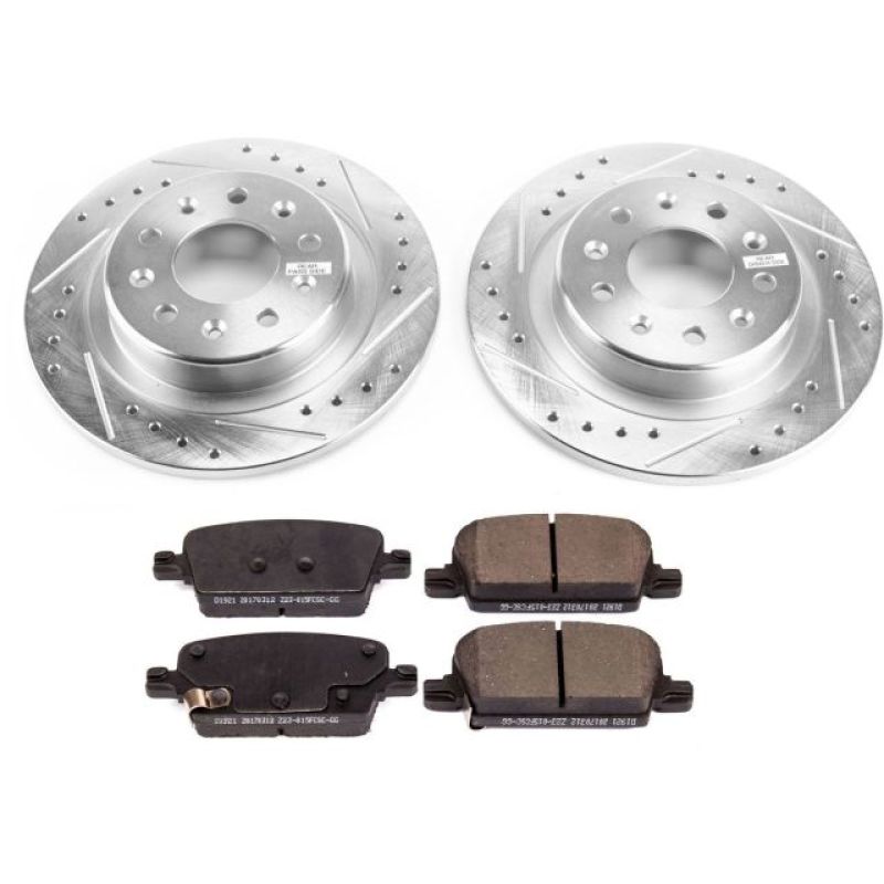 Chevrolet Malibu Brake Kit - Rear - PowerStop - Drilled & Slotted Rotors + Carbon-Fiber Ceramic Pads - `16-`18