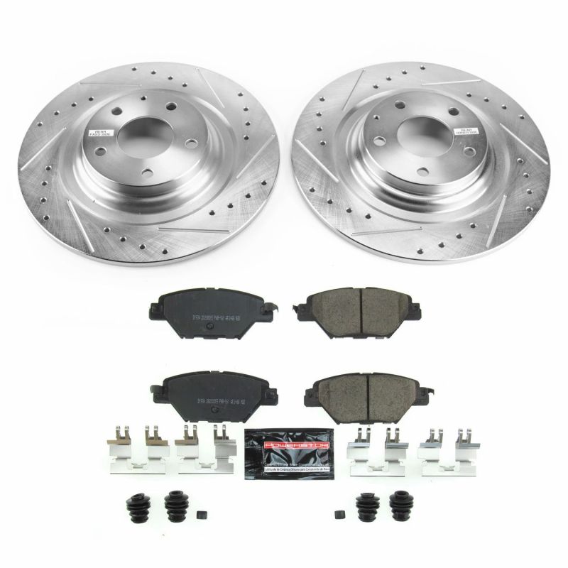 Mazda CX-9 Brake Kit - Rear - PowerStop - Drilled & Slotted Rotors + Carbon-Fiber Ceramic Pads - `16-`19