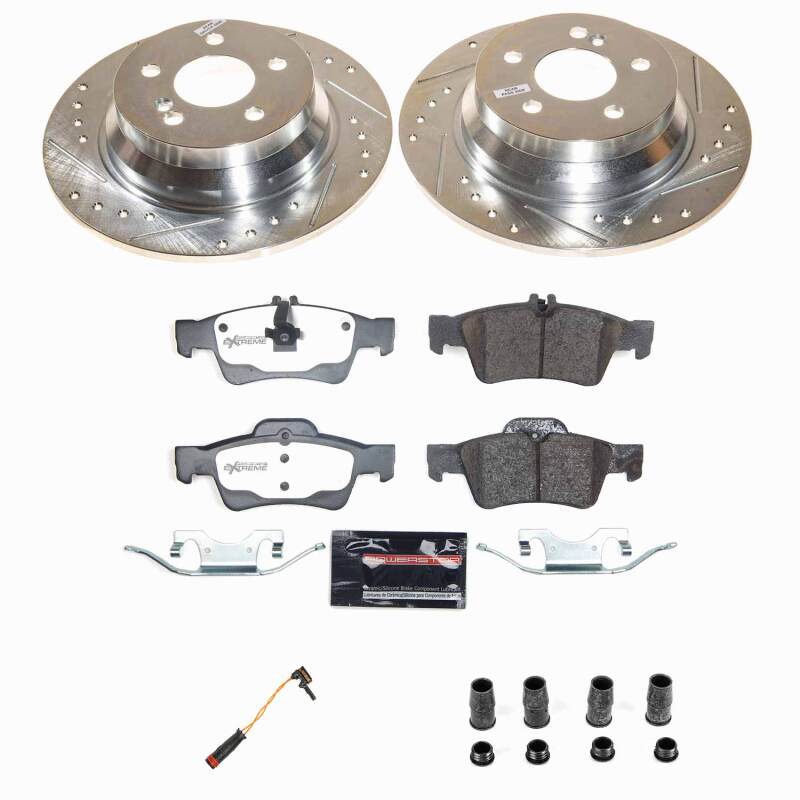 Mercedes-Benz E250 Brake Kit - Rear - PowerStop - Drilled & Slotted Rotors + Carbon-Fiber Ceramic Pads - `14-`16