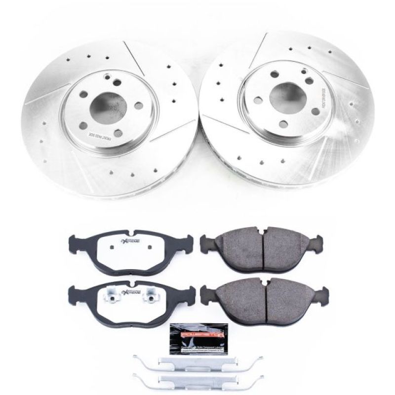 Mercedes-Benz E500 Brake Kit - Front - PowerStop - Drilled & Slotted Rotors + Carbon-Fiber Ceramic Pads - `04-`05