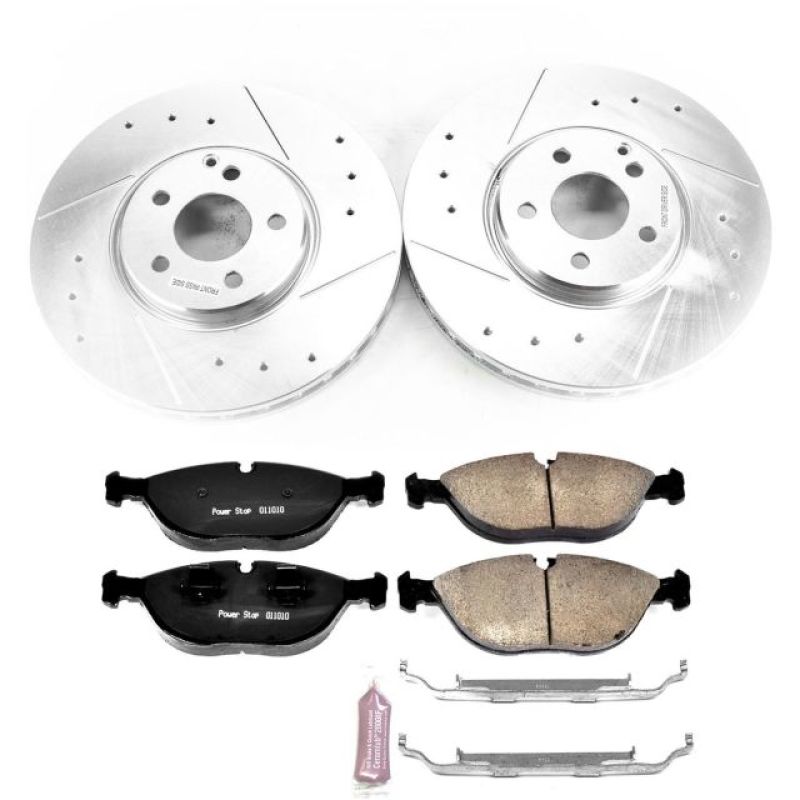 Mercedes-Benz E500 Brake Kit - Front - PowerStop - Drilled & Slotted Rotors + Carbon-Fiber Ceramic Pads - `04-`05