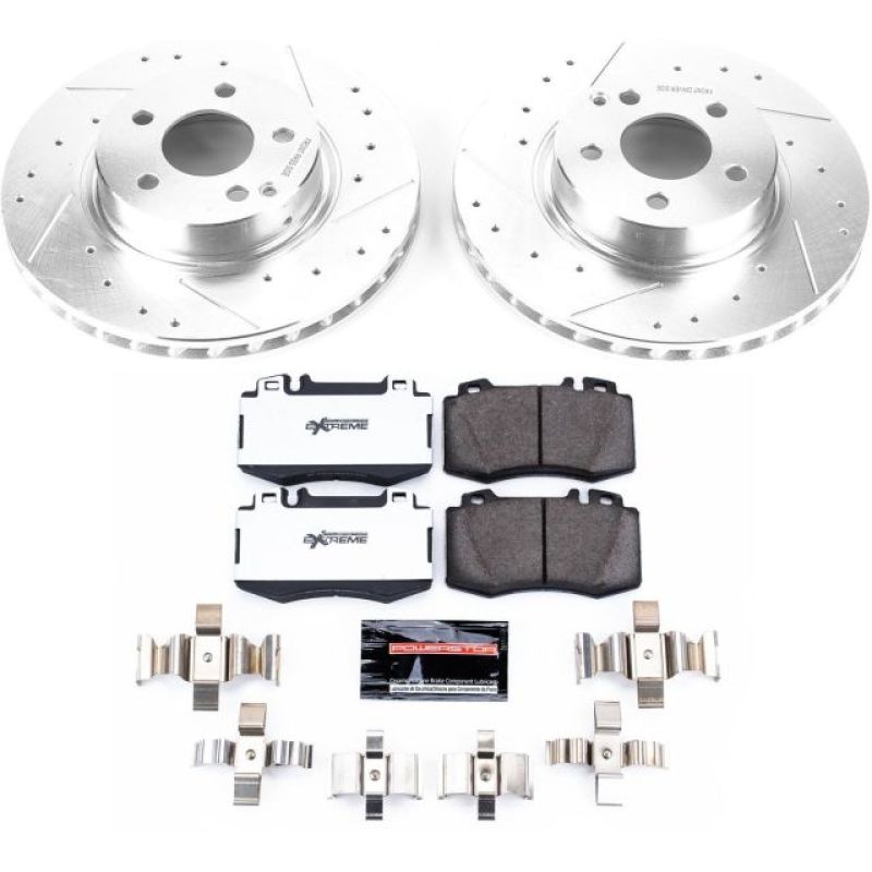Mercedes-Benz E500 Brake Kit - Front - PowerStop - Drilled & Slotted Rotors + Carbon-Fiber Ceramic Pads - `04-`06