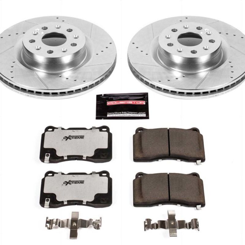 Cadillac CT6 Brake Kit - Front - PowerStop - Z26 Street Warrior + Carbon-Fiber Ceramic Pads + Drilled & Slotted Rotors - `16-`17 Cadillac CT6 Brake Kit - Front - PowerStop - Z26 Street Warrior + Carbon-Fiber Ceramic Pads + Drilled & Slotted Rotors - `16-`17