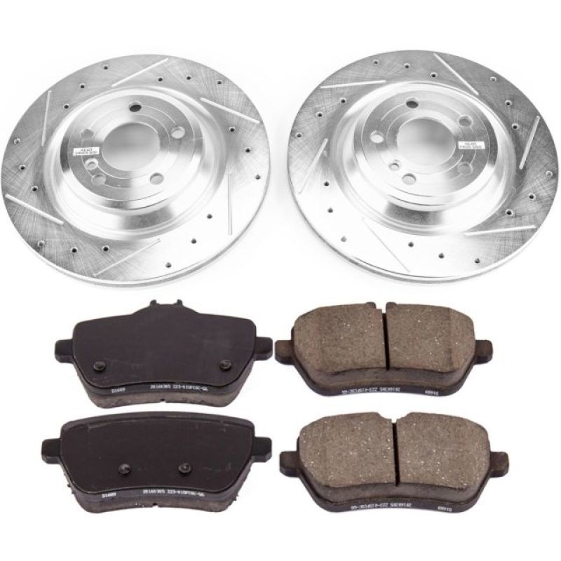 Mercedes-Benz SL400 Brake Kit - Rear - PowerStop - Drilled & Slotted Rotors + Carbon-Fiber Ceramic Pads - `15-`16