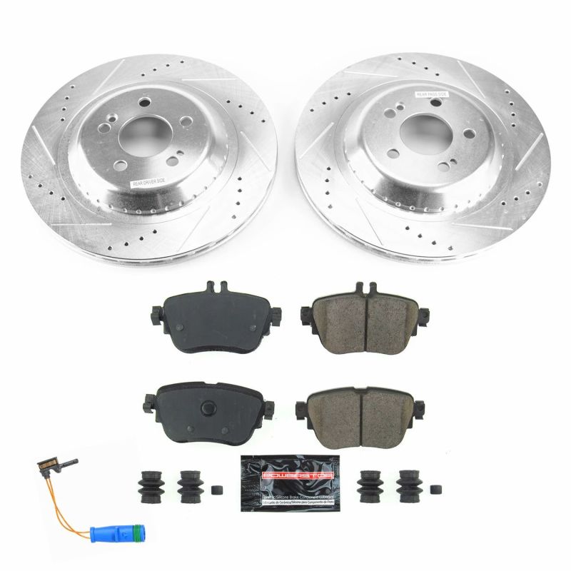 Mercedes-Benz E300 Brake Kit - Rear - PowerStop - Z23 Evolution Sport Drilled & Slotted Rotors + Carbon-Fiber Ceramic Pads - `17-`18