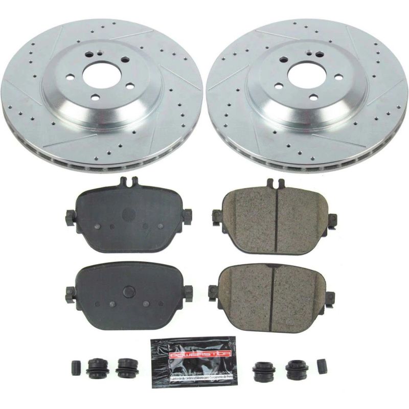 Mercedes-Benz E43 AMG Brake Kit - Rear - PowerStop - Drilled & Slotted Rotors + Carbon-Fiber Ceramic Pads - `17-`18