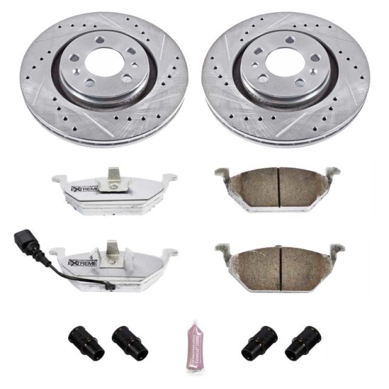 Volkswagen Beetle Brake Kit - Front - PowerStop - Z26 Street Warrior + Drilled & Slotted Rotors + Carbon-Fiber Ceramic Pads - `99-`06