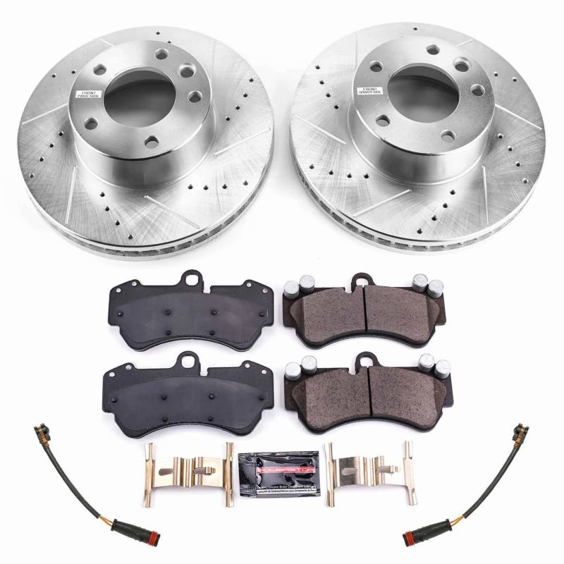 Mercedes-Benz G550 4x4 Brake Kit - Front - PowerStop - Z23 Evolution Sport, Drilled & Slotted Rotors, Carbon-Fiber Ceramic Pads - `17-`18