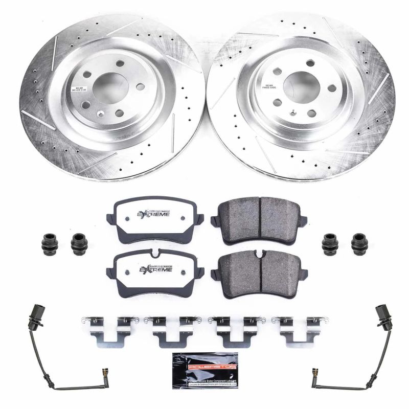 Audi S8 Brake Kit - Rear - PowerStop - Drilled & Slotted Rotors + Carbon-Fiber Ceramic Pads - 2018