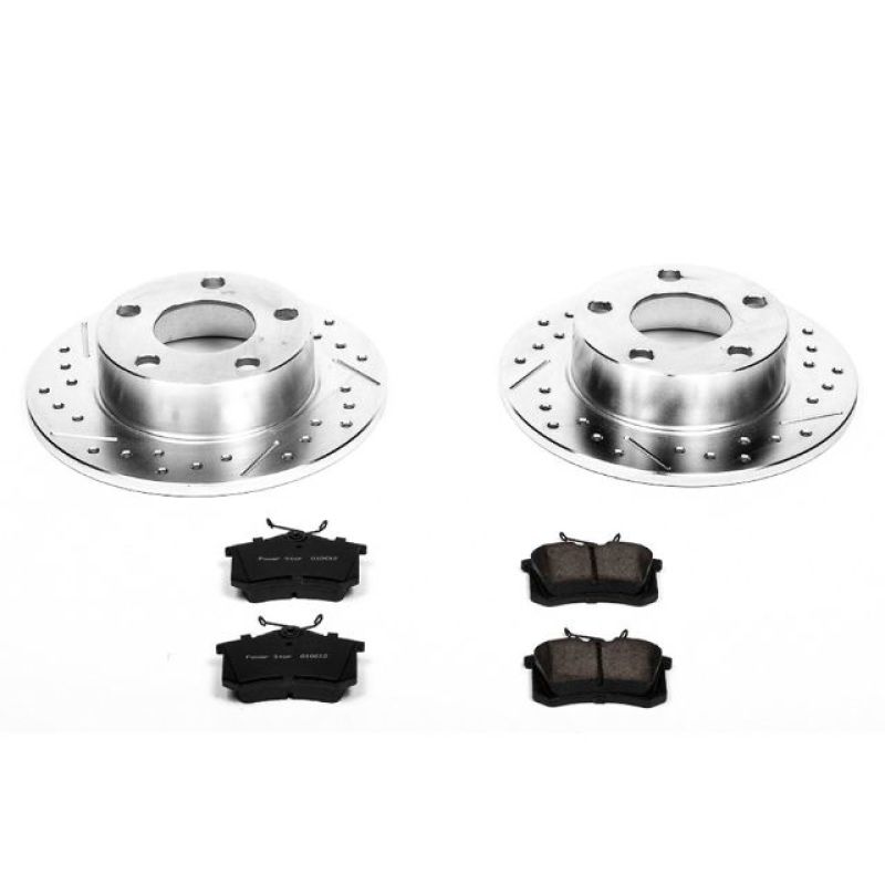 Audi A6 Quattro Brake Kit - Rear - PowerStop - Drilled & Slotted Rotors + Carbon-Fiber Ceramic Pads - `98-`01