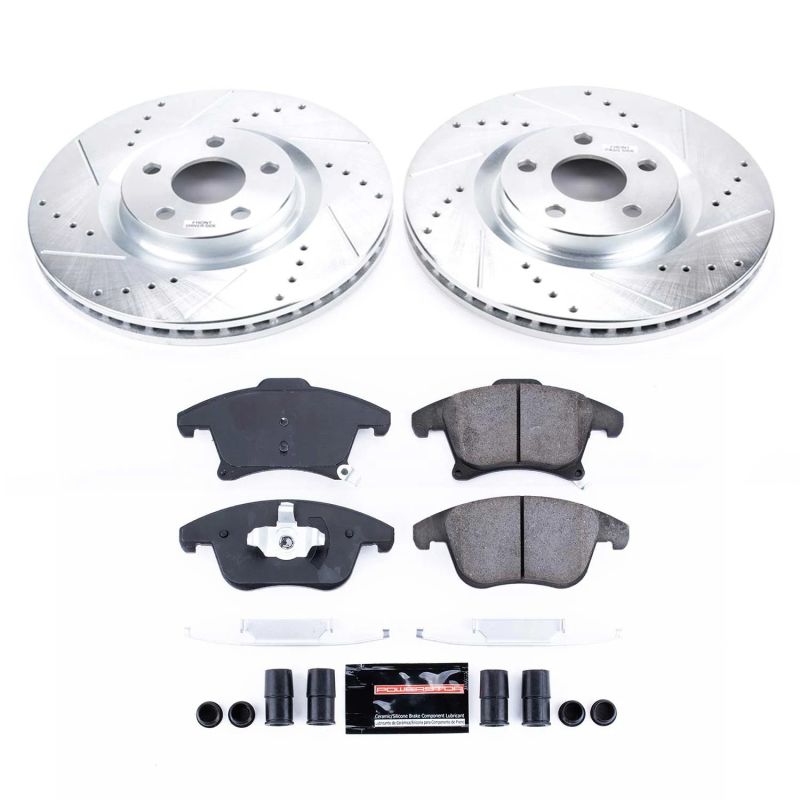 Ford Police Responder Hybrid Brake Kit - Front - PowerStop - Drilled & Slotted Rotors + Carbon-Fiber Ceramic Pads - `19-`20