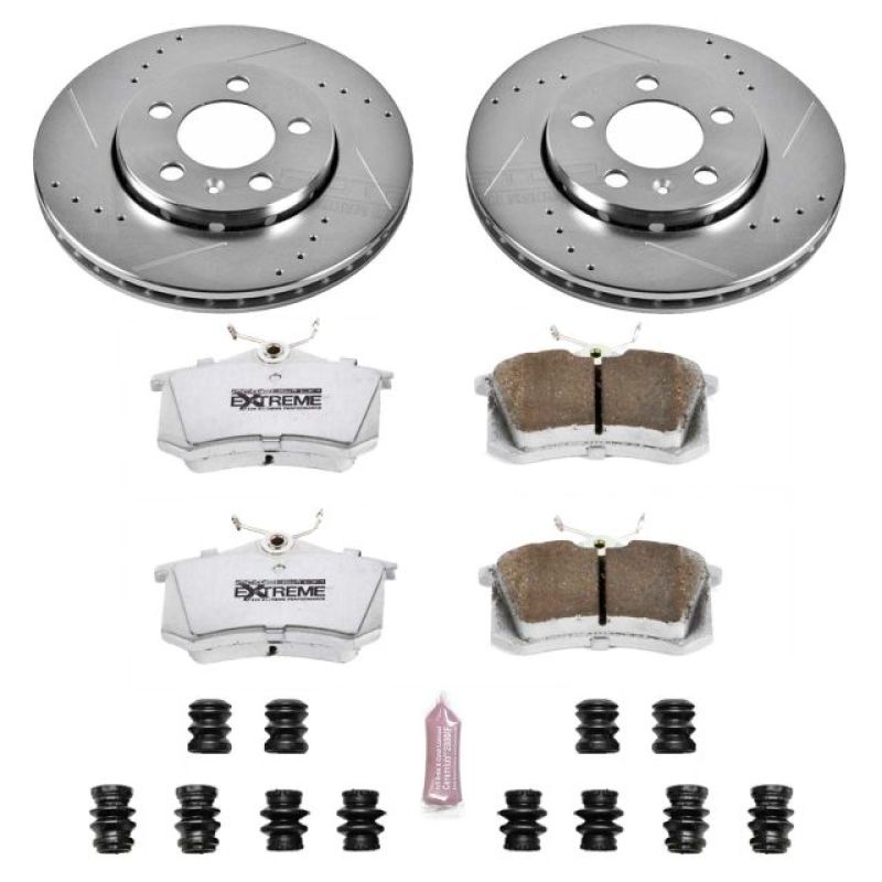 Audi TT Brake Kit - Rear - PowerStop - Drilled & Slotted Rotors + Carbon-Fiber Ceramic Pads - `00-`06