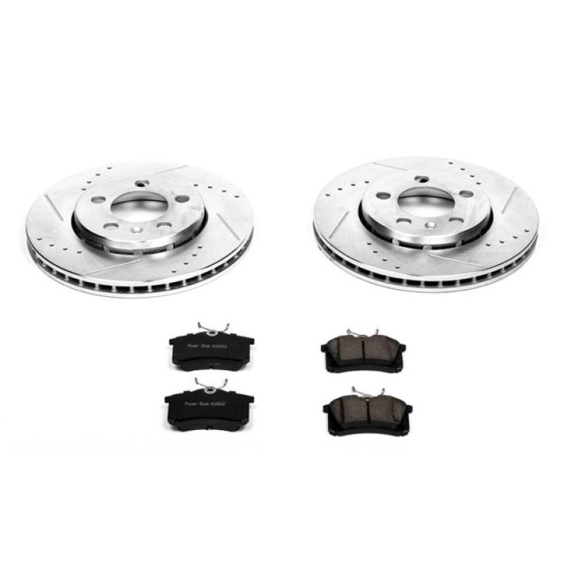 Audi TT Quattro Brake Kit - Rear - PowerStop - Z23 Evolution Sport, Drilled & Slotted Rotors + Carbon-Fiber Ceramic Pads - `00-`06