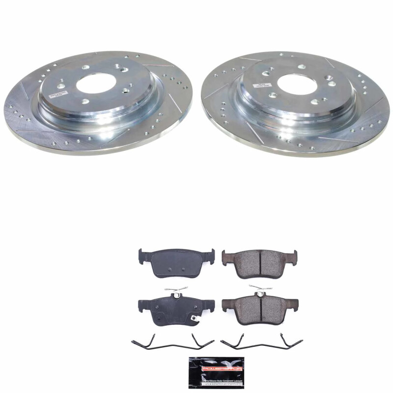 Acura RDX Brake Kit - Rear - PowerStop - Z23 Evolution Sport + Drilled/Slotted Rotors + Carbon-Fiber Ceramic Pads - `19-`24