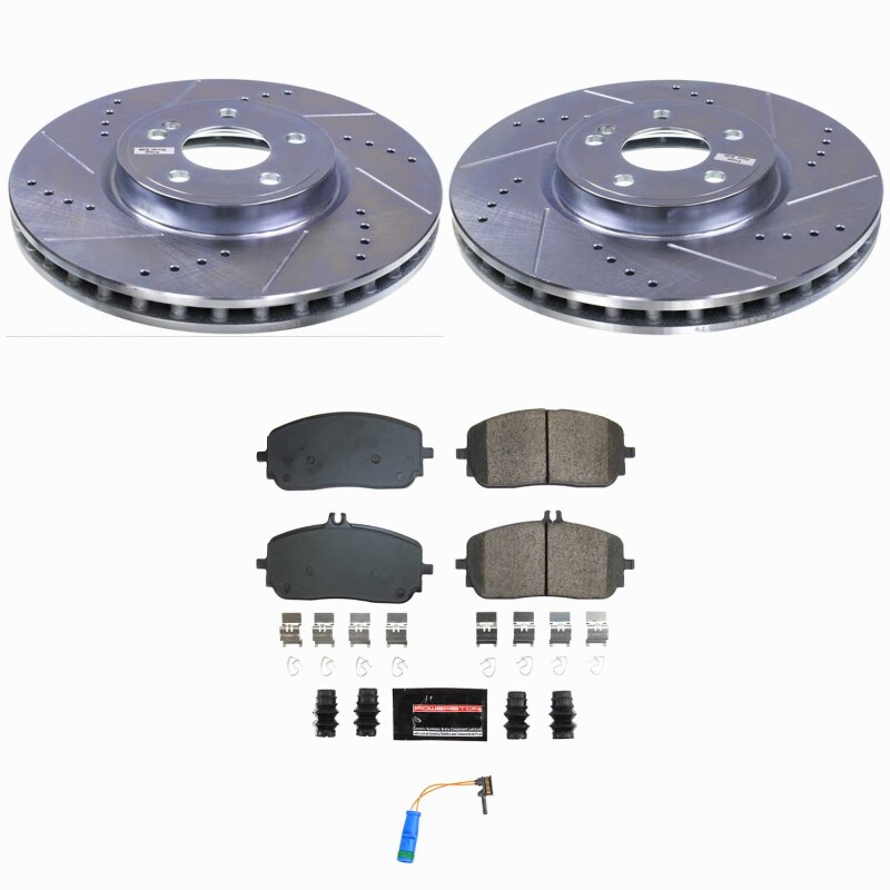 Mercedes-Benz EQB 250+ Brake Kit - Front - PowerStop - Z23 Evolution Sport + Carbon-Fiber Ceramic Pads + Drilled/Slotted Rotors - `23-`25