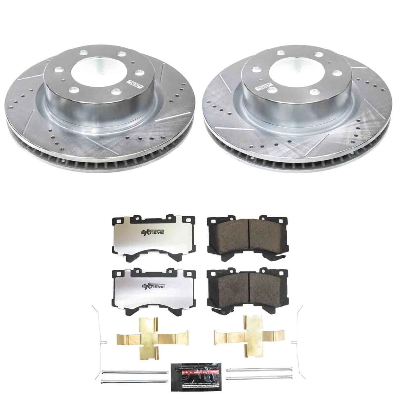 Toyota Tacoma Brake Kit - Front - PowerStop - Z36 Truck & Tow Upgrade Kit: Drilled & Slotted Rotors, Carbon-Fiber Ceramic Pads - `24-`25