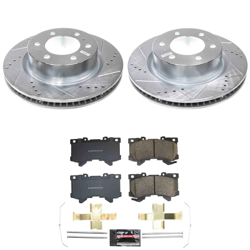 Toyota Tacoma Brake Kit - Front - PowerStop - Drilled & Slotted Rotors + Carbon-Fiber Ceramic Pads - `24-`25
